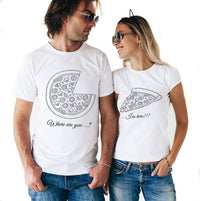 Tee shirt couple pizza