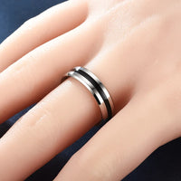 anneau noir argent acier