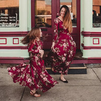 Robe Longue à Fleurs Bordeaux