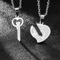 Collier Clé Coeur Or Acier