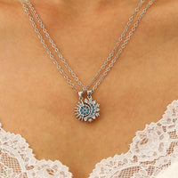 double collier soleil lune argenté