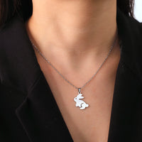 Collier Petit Lapin Argent acier
