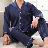 pyjama satin homme bleu marine