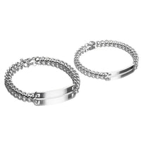 Bracelet couple gravé argent