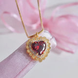 collier coeur or cristal rouge