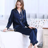 pyjama satin bleu marine