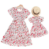 Robe Fleurs Blanche Rouge