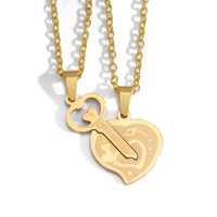 Collier Clé Coeur Or Acier