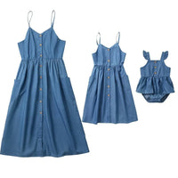 Robe Fluide Boutonnée Bleu