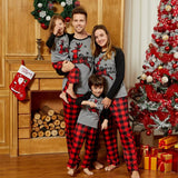 Pyjama Gris Rouge Noël Famille
