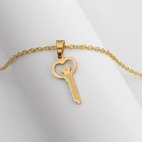 Collier Clé Coeur Or Acier