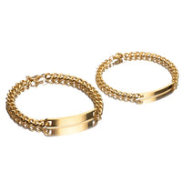 Bracelet couple gravé couleur or