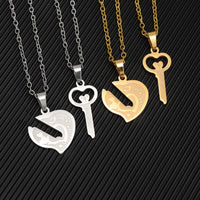 Collier Clé Coeur Or Acier
