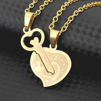 Collier Clé Coeur Or Acier