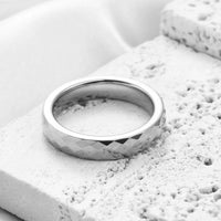bague sculptée acier argent