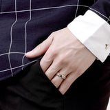 bague acier or et argent homme