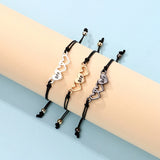 Bracelet BFF pour 3 coeurs cordon