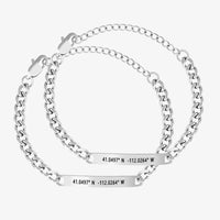 Bracelets coordonnées GPS pour 2 Argent