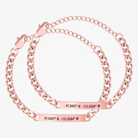 Bracelets coordonnées GPS pour 2 Or rose