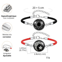 Bracelets astres soleil lune 2Pcs