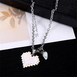 Collier Coeur Pixel Couple