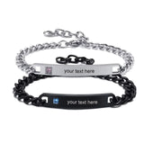 Gourmette couple argent noir