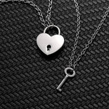 duo collier clef et cadenas acier argent