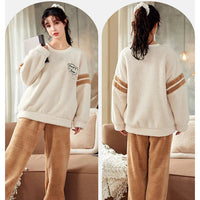 Pyjama flanelle femme beige