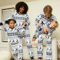 Pyjama Noël Blanc Bleu à Motifs