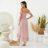 Robe Rose Epaule Dénudée