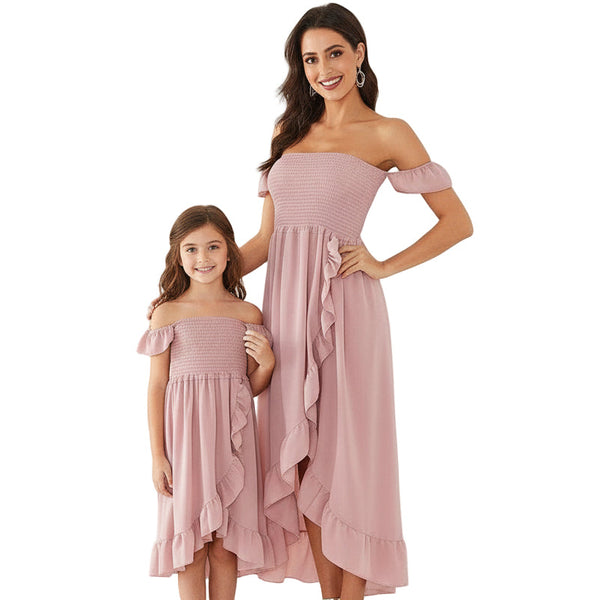 robe rose mere fille soirée