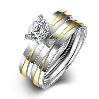 bague solitaire acier large