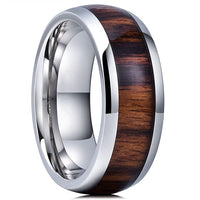 bague homme bois et argent acier