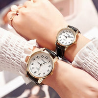 Montre cuir noir couple