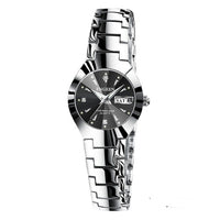montre argent cadran noir femme