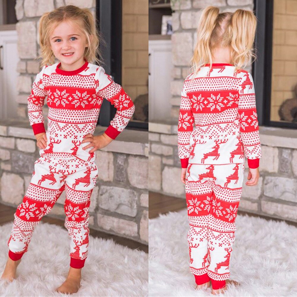 Pyjama Famille Noël - Tenue Assortie Parent-enfant - Haut Manches Longues Et Pantalon - Motif Sapin, Flocons - Pour Fêtes En Famille - 9