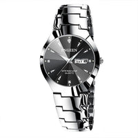 montre argent cadran noir homme