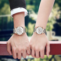 Montre de couple or rose argent