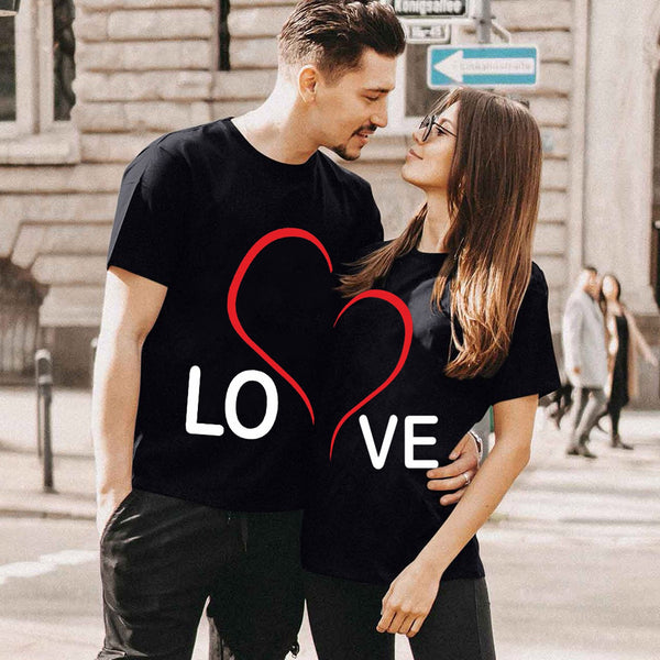 tee shirt love couple noir rouge