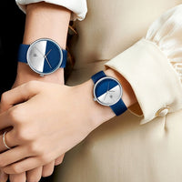 Montre cuir bleu couple