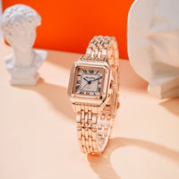 montre femme carrée or rose