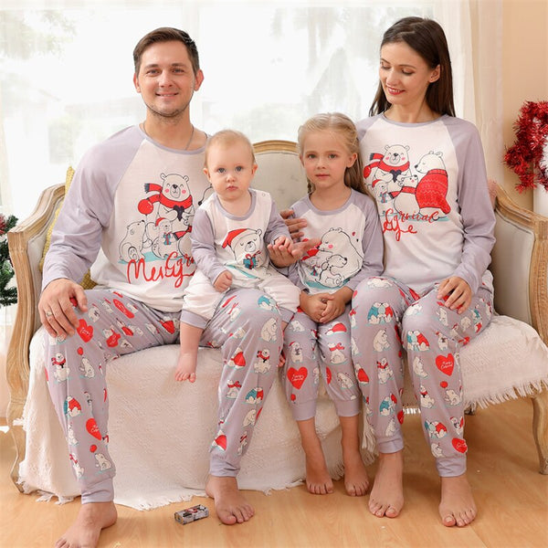 Pyjama Gris Rouge Noël Famille