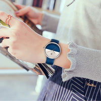 Montre cuir bleu femme