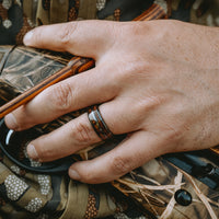 bague homme bois et acier