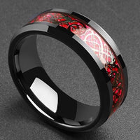 bague acier noir et rouge