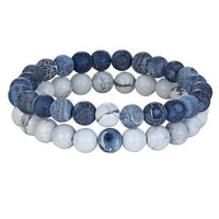 Bracelet pierre bleu et blanche