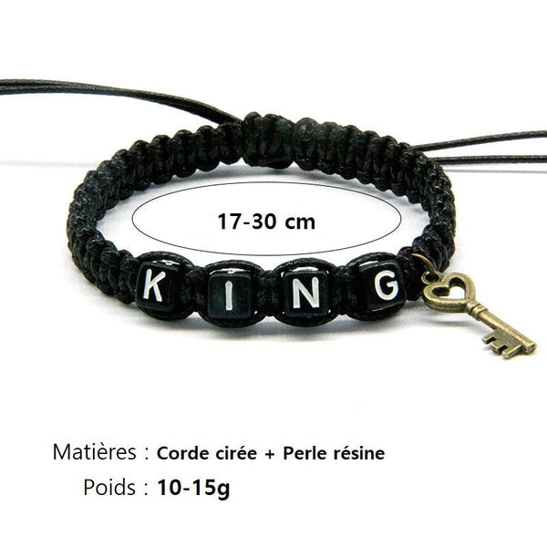 Bracelet Corde Tressée King Queen