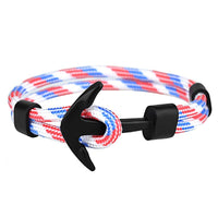Bracelet ancre homme bleu blanc rouge