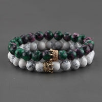 Bracelet pierre blanche et verte