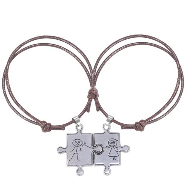 Bracelet Couple Puzzle - Cadeau Mariage, Anniversaire, Saint-Valentin, Pour Lui Et Elle, Coffret Cadeau